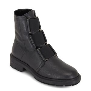 Aquatalia 6 LIV Black Tumbled Calf Leather Moto Combat Ankle BOOTS